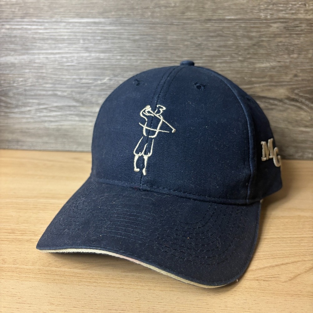 MGT Golf Hat Cap Strap Back Blue Golfing Outdoors Adjustable